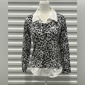 Snow Leopard print INC Sweater Dress Shirt Small Sequins
